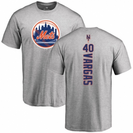 MLB Nike New York Mets #40 Jason Vargas Ash Backer T-Shirt