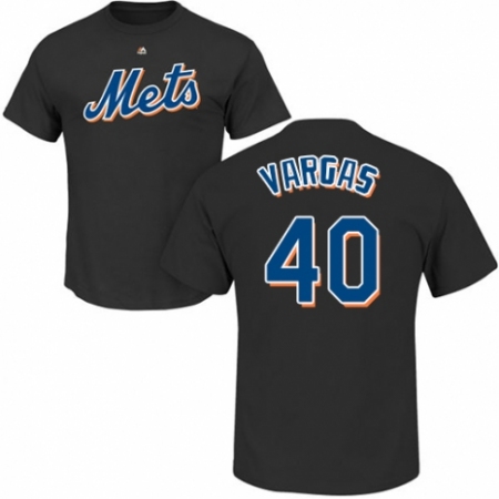 MLB Nike New York Mets #40 Jason Vargas Black Name & Number T-Shirt