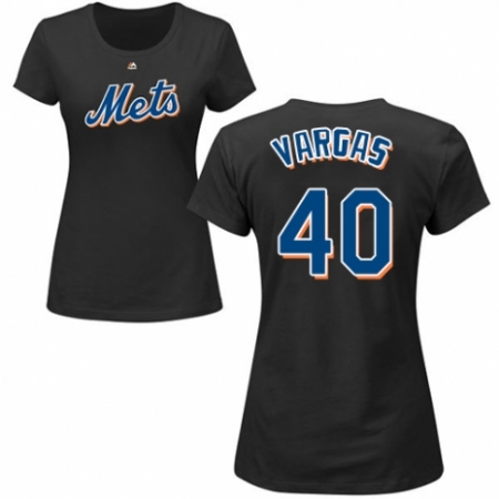 MLB Women's Nike New York Mets #40 Jason Vargas Black Name & Number T-Shirt