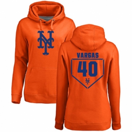 MLB Women's Nike New York Mets #40 Jason Vargas Orange RBI Pullover Hoodie