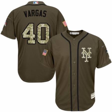 Men's Majestic New York Mets #40 Jason Vargas Authentic Green Salute to Service MLB Jersey