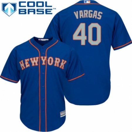 Men's Majestic New York Mets #40 Jason Vargas Replica Royal Blue Alternate Road Cool Base MLB Jersey