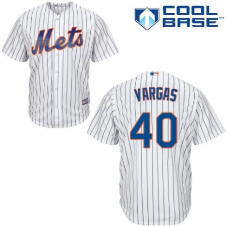 Men's Majestic New York Mets #40 Jason Vargas Replica White Home Cool Base MLB Jersey