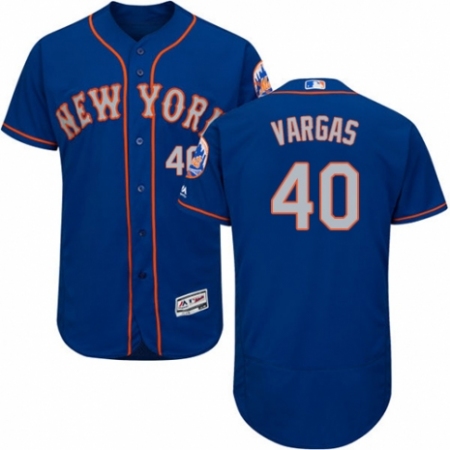 Men's Majestic New York Mets #40 Jason Vargas Royal/Gray Alternate Flex Base Authentic Collection MLB Jersey