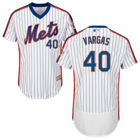 Men's Majestic New York Mets #40 Jason Vargas White Alternate Flex Base Authentic Collection MLB Jersey