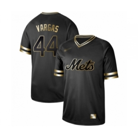 Men's New York Mets #44 Jason Vargas Authentic Black Gold Fashion Baseball Jersey