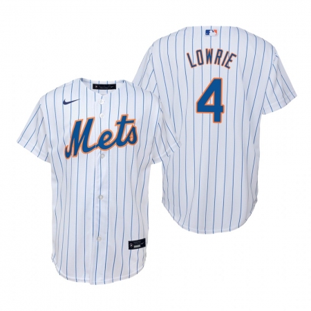 Men's Nike New York Mets #4 Jed Lowrie White Home Stitched Baseball Jersey