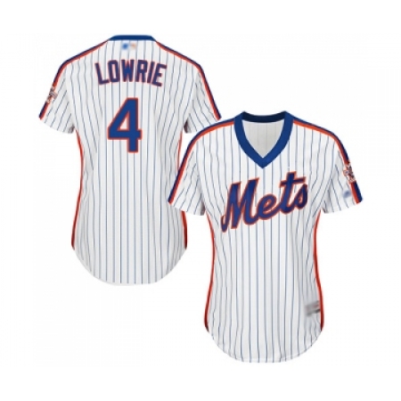 Women's New York Mets #4 Jed Lowrie Authentic White Alternate Cool Base Baseball Jersey