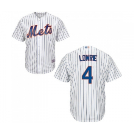Youth New York Mets #4 Jed Lowrie Authentic White Home Cool Base Baseball Jersey