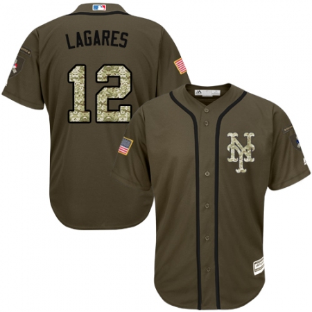 Youth Majestic New York Mets #12 Juan Lagares Replica Green Salute to Service MLB Jersey