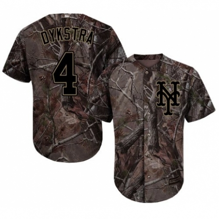 Men's Majestic New York Mets #4 Lenny Dykstra Authentic Camo Realtree Collection Flex Base MLB Jersey