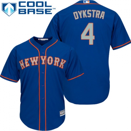 Men's Majestic New York Mets #4 Lenny Dykstra Replica Royal Blue Alternate Road Cool Base MLB Jersey