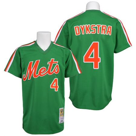 Men's Mitchell and Ness New York Mets #4 Lenny Dykstra Authentic Green 1985 Throwback MLB Jersey