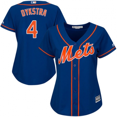 Women's Majestic New York Mets #4 Lenny Dykstra Authentic Royal Blue Alternate Home Cool Base MLB Jersey