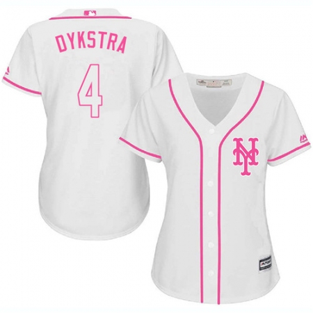 Women's Majestic New York Mets #4 Lenny Dykstra Replica White Fashion Cool Base MLB Jersey