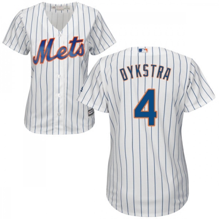 Women's Majestic New York Mets #4 Lenny Dykstra Replica White Home Cool Base MLB Jersey