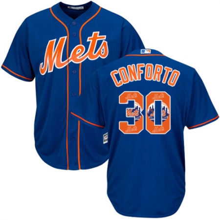 Men's Majestic New York Mets #30 Michael Conforto Authentic Royal Blue Team Logo Fashion Cool Base MLB Jersey