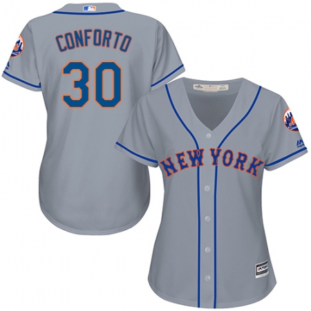 Women's Majestic New York Mets #30 Michael Conforto Authentic Grey Road Cool Base MLB Jersey