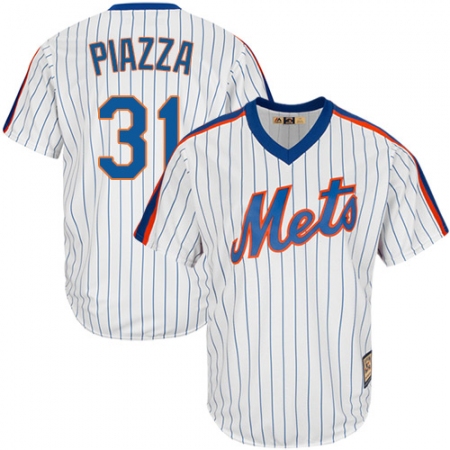Men's Majestic New York Mets #31 Mike Piazza Authentic White Cooperstown MLB Jersey