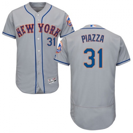 Men's Majestic New York Mets #31 Mike Piazza Grey Road Flex Base Authentic Collection MLB Jersey