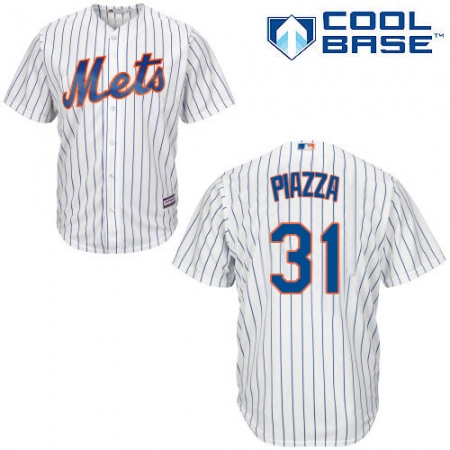 Men's Majestic New York Mets #31 Mike Piazza Replica White Home Cool Base MLB Jersey
