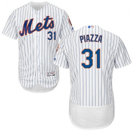 Men's Majestic New York Mets #31 Mike Piazza White Home Flex Base Authentic Collection MLB Jersey