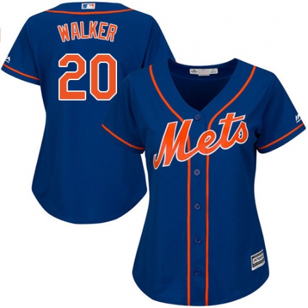Women's Majestic New York Mets #20 Neil Walker Authentic Royal Blue Alternate Home Cool Base MLB Jersey