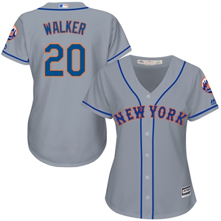 Women's Majestic New York Mets #20 Neil Walker Replica Grey Road Cool Base MLB Jersey