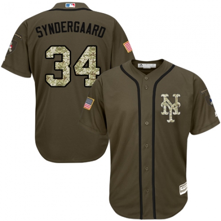 Men's Majestic New York Mets #34 Noah Syndergaard Replica Green Salute to Service MLB Jersey