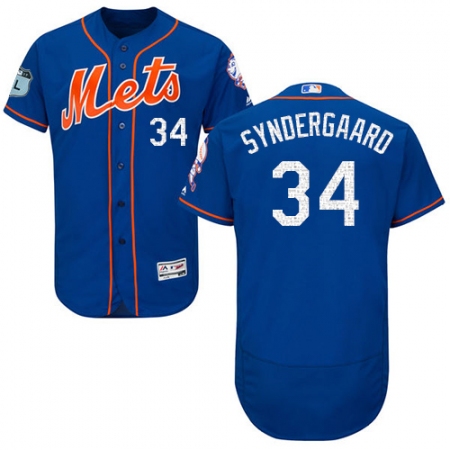 Men's Majestic New York Mets #34 Noah Syndergaard Royal Blue 2017 Spring Training Authentic Collection Flex Base MLB Jersey