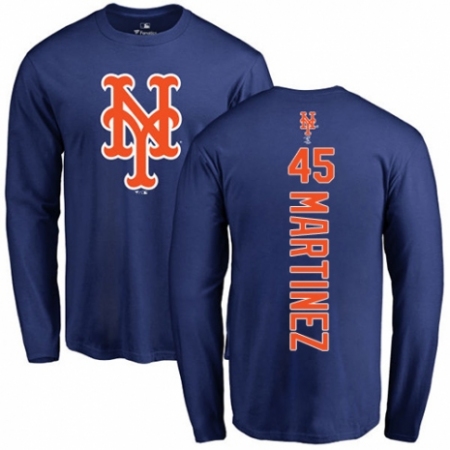 MLB Nike New York Mets #45 Pedro Martinez Royal Blue Backer Long Sleeve T-Shirt