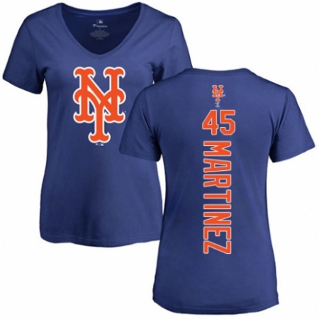 MLB Women's Nike New York Mets #45 Pedro Martinez Royal Blue Backer T-Shirt
