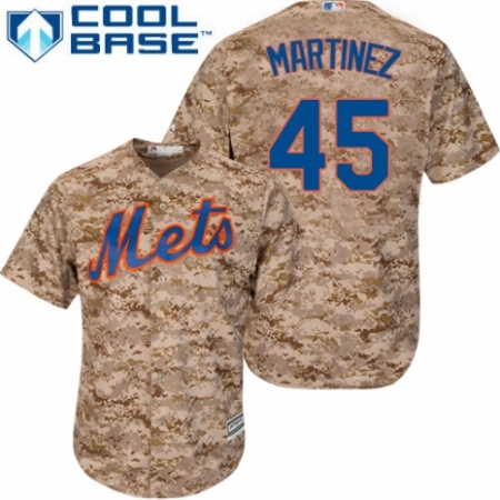 Men's Majestic New York Mets #45 Pedro Martinez Authentic Camo Alternate Cool Base MLB Jersey