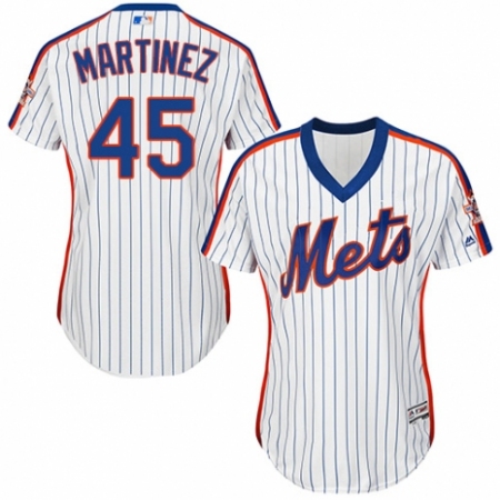 Women's Majestic New York Mets #45 Pedro Martinez Authentic White Alternate Cool Base MLB Jersey
