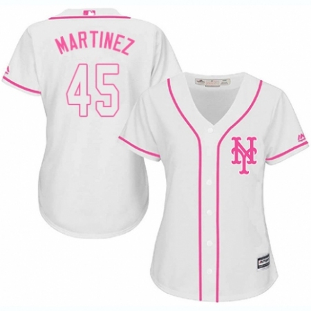 Women's Majestic New York Mets #45 Pedro Martinez Authentic White Fashion Cool Base MLB Jersey