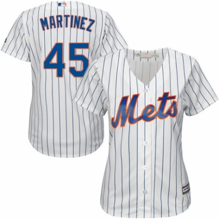 Women's Majestic New York Mets #45 Pedro Martinez Authentic White Home Cool Base MLB Jersey