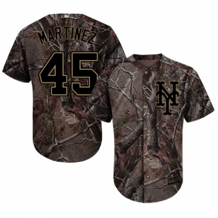 Youth Majestic New York Mets #45 Pedro Martinez Authentic Camo Realtree Collection Flex Base MLB Jersey