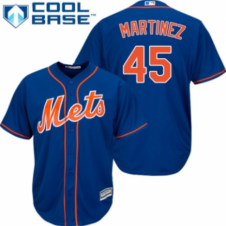 Youth Majestic New York Mets #45 Pedro Martinez Authentic Royal Blue Alternate Home Cool Base MLB Jersey