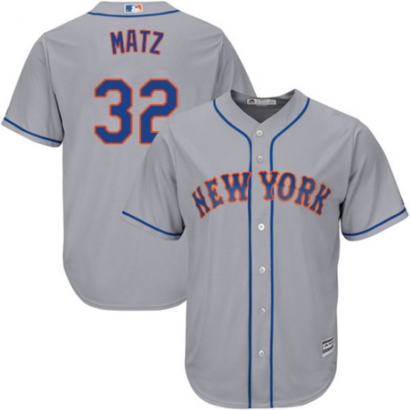 Men's Majestic New York Mets #32 Steven Matz Replica Grey Road Cool Base MLB Jersey