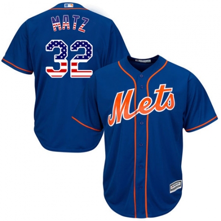 Men's Majestic New York Mets #32 Steven Matz Replica Royal Blue USA Flag Fashion MLB Jersey