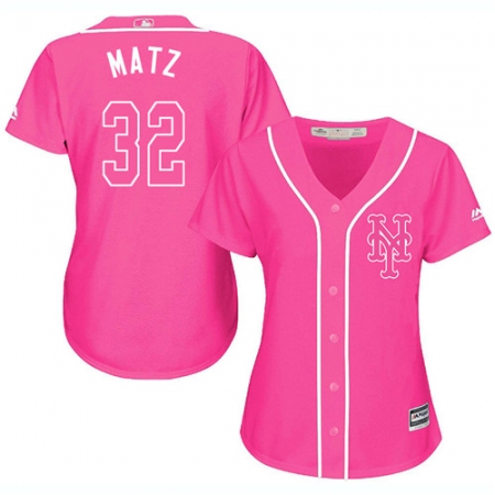 Women's Majestic New York Mets #32 Steven Matz Authentic Pink Fashion Cool Base MLB Jersey