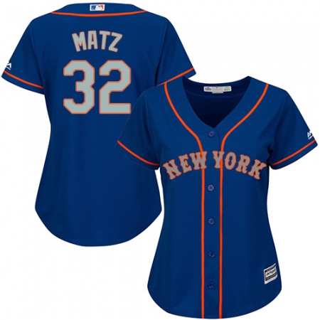 Women's Majestic New York Mets #32 Steven Matz Authentic Royal Blue Alternate Road Cool Base MLB Jersey