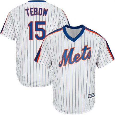 Youth Majestic New York Mets #15 Tim Tebow Authentic White Alternate Cool Base MLB Jersey
