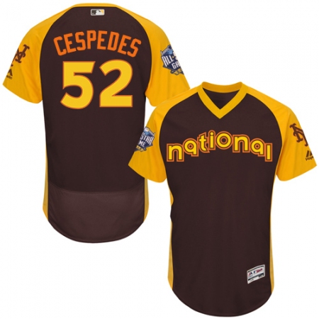 Men's Majestic New York Mets #52 Yoenis Cespedes Brown 2016 All-Star National League BP Authentic Collection Flex Base MLB Jersey