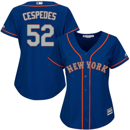 Women's Majestic New York Mets #52 Yoenis Cespedes Authentic Royal Blue Alternate Road Cool Base MLB Jersey
