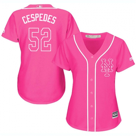 Women's Majestic New York Mets #52 Yoenis Cespedes Replica Pink Fashion Cool Base MLB Jersey