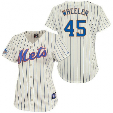 Women's Majestic New York Mets #45 Zack Wheeler Authentic Cream/Blue Strip MLB Jersey